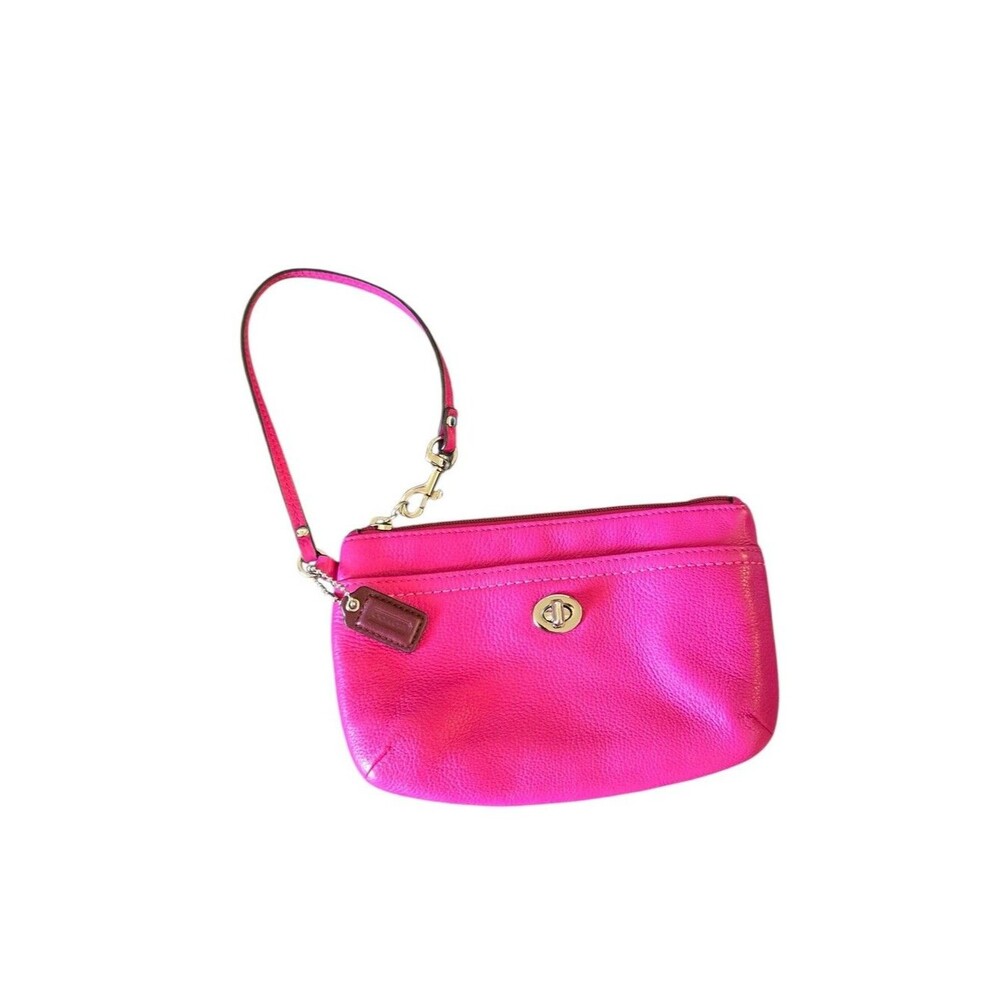 Coach Hot Pink Leather Turnlock Wristlet